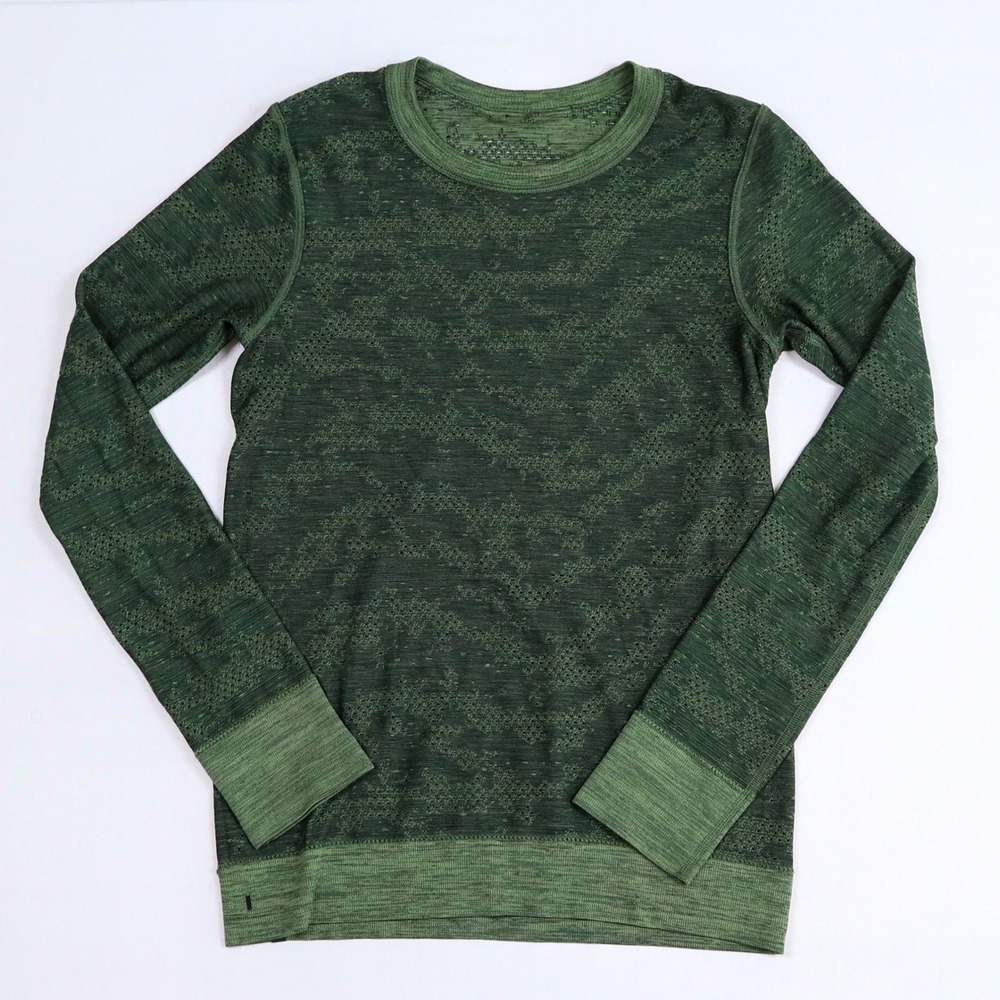 Lululemon Swiftly Breathe Long Sleeve Tee Women XS Dot Scap Rainforest Green Top